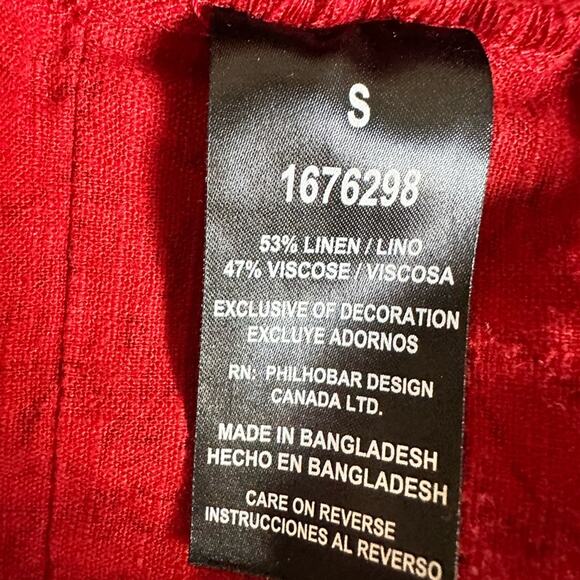 Nicole Miller Original Red Linen Blend Tropical Dress Size Medium - Picture 5 of 9